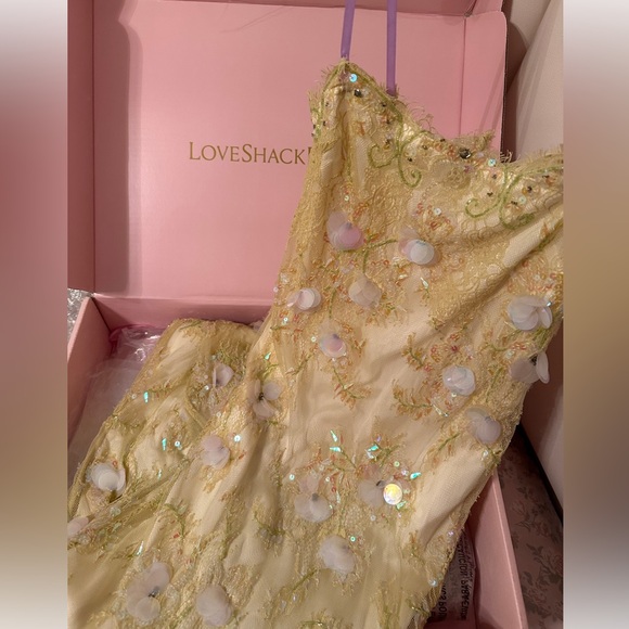 LoveShackFancy Dresses & Skirts - LoveShackFancy Emalia Beaded Yellow French Lace Dress